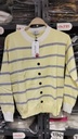[83148] Striped Knit Cardigan - Contrast Trim - 3108 (Yellow