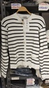 [83154] Striped Knit Cardigan - Gold Buttons - 3115 (White)