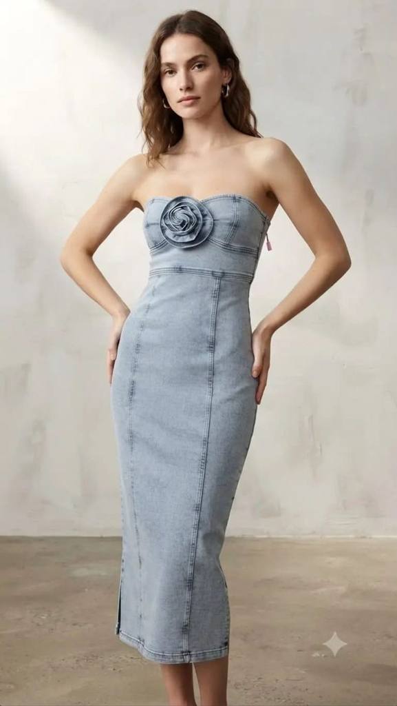Denim Flower Dress 4231