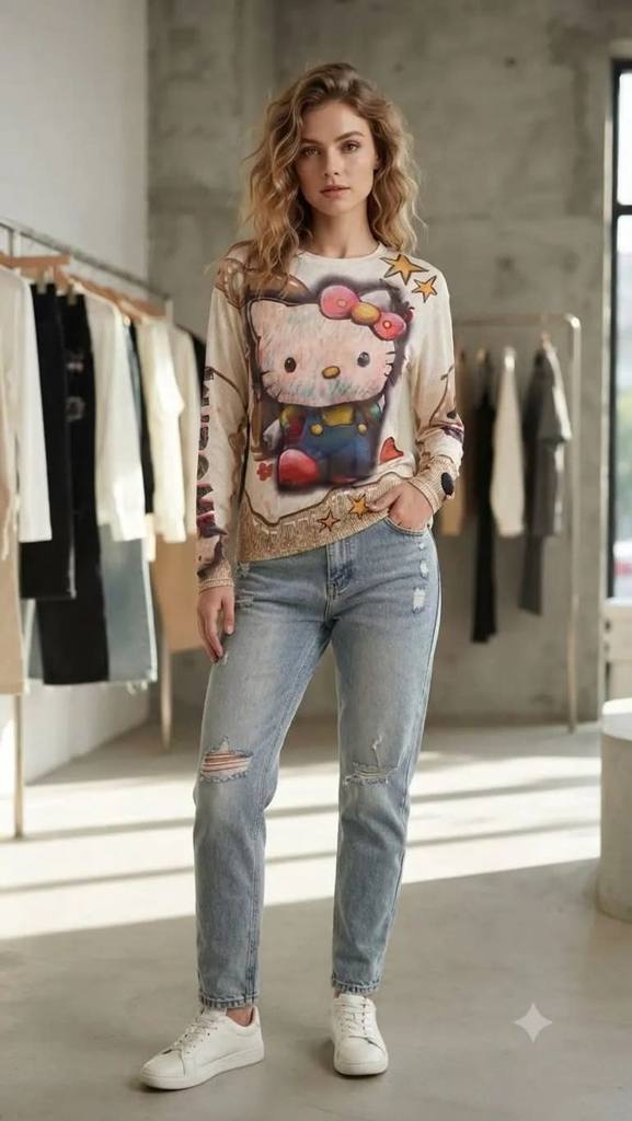 [22368] Hello Kitty Long Sleeves Toll Sweatshirt