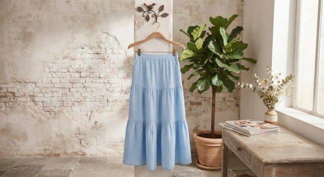 Solid Long Plated Skirt 8680