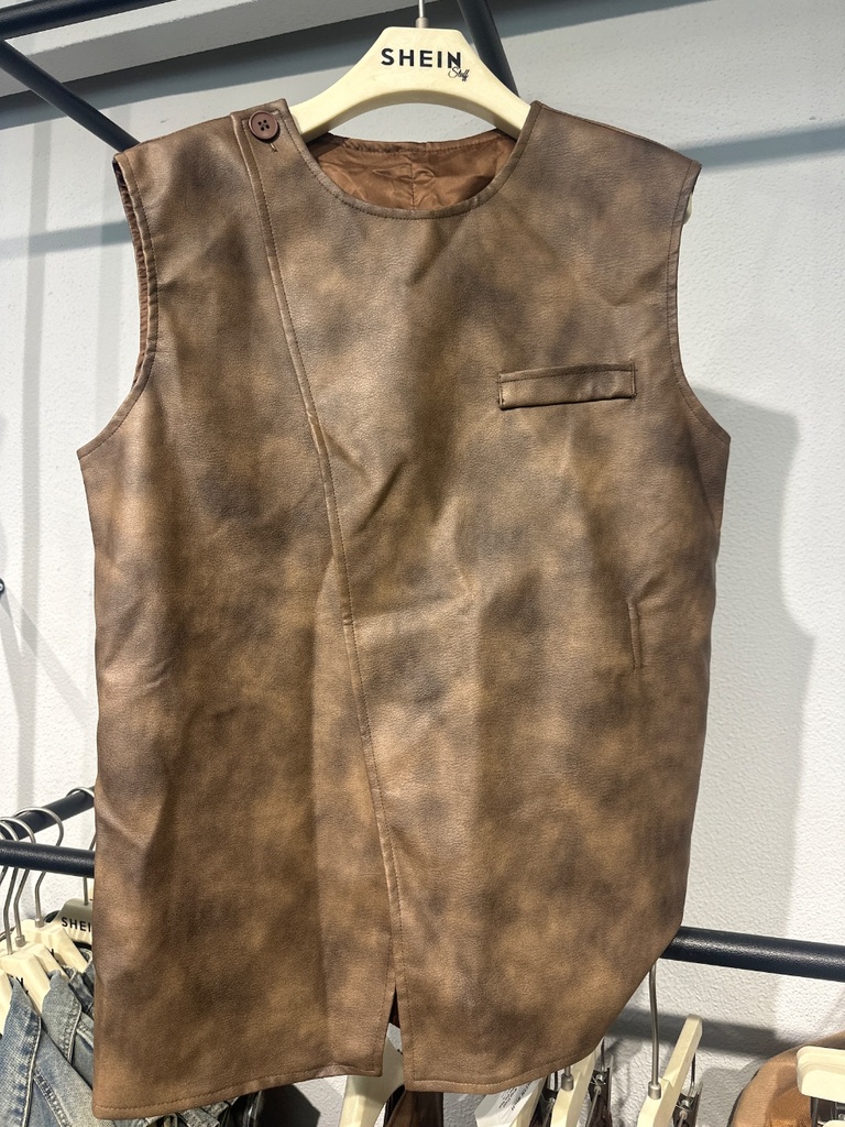 Wrap Front Leather Cut Vest