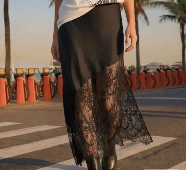 [31251] Rachel Skirt Half Plated 184 (Black)
