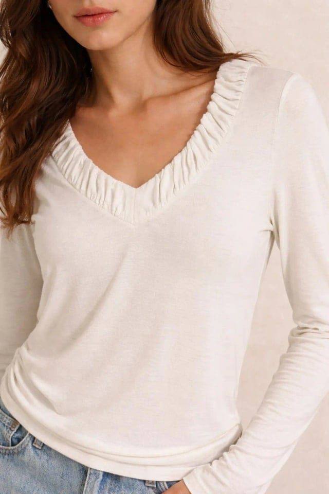 [31838] Darbe V-Neck Top D370 (Brown)