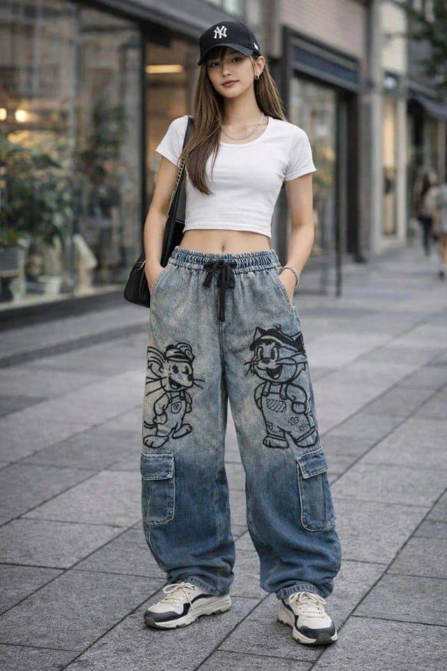 [65749] Denim Pants Tom&Jerry 9001 (Black, M)