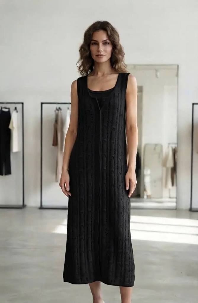 [76630] KNITTED DRESS6223 (Black)