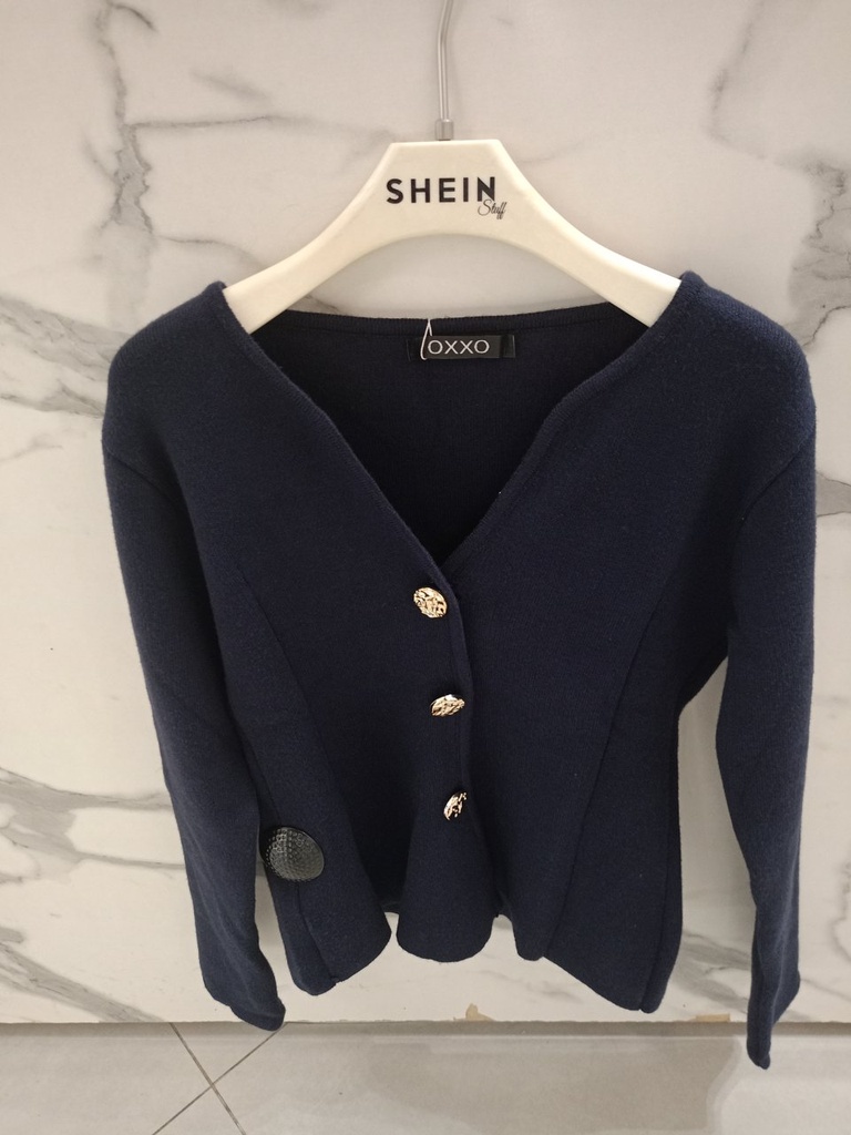 Women's Fitted Knit Jacket - Gold Buttons - 506