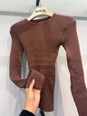 Women's Ribbed Knit Top - Crew Neck - 510