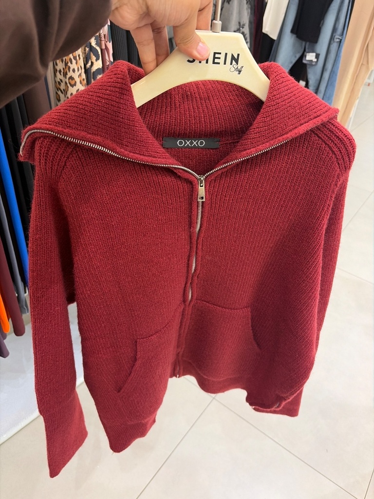 Women's Zip-Up Knit Hoodie - Kangaroo Pocket - 9001