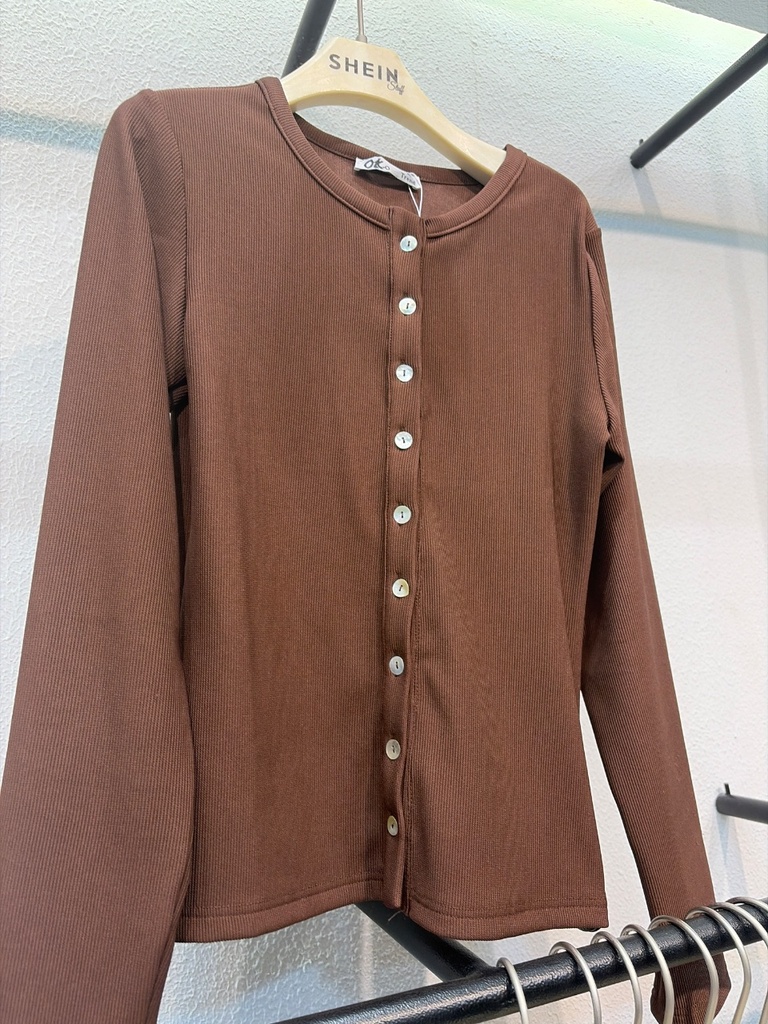 Women's Ribbed Henley Top - Long Sleeve 5019