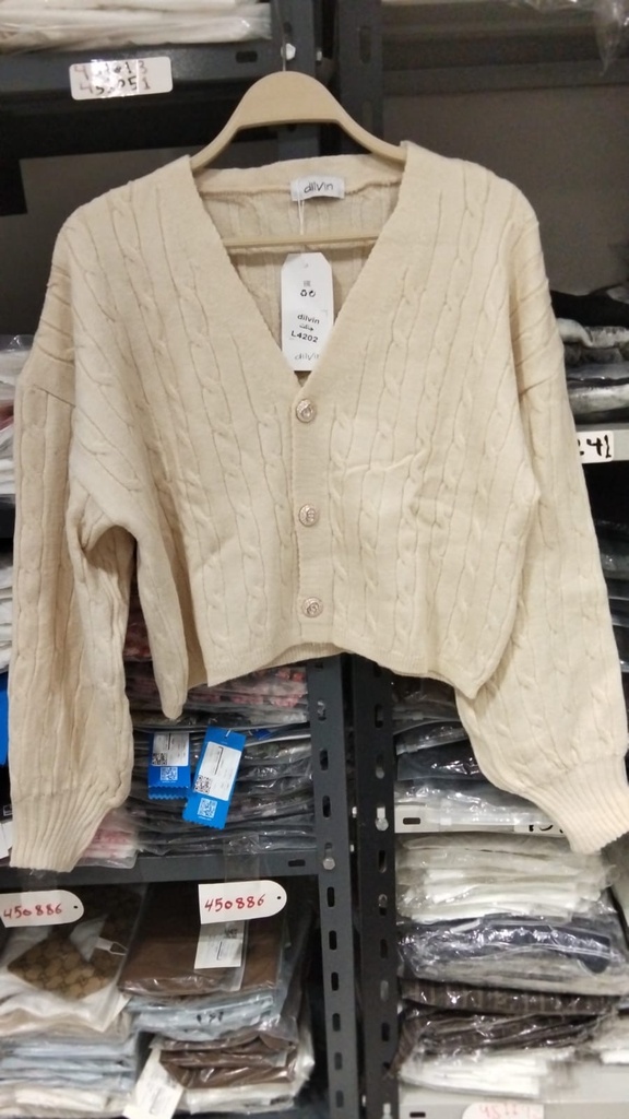 Cable Knit Cropped Cardigan - 4202