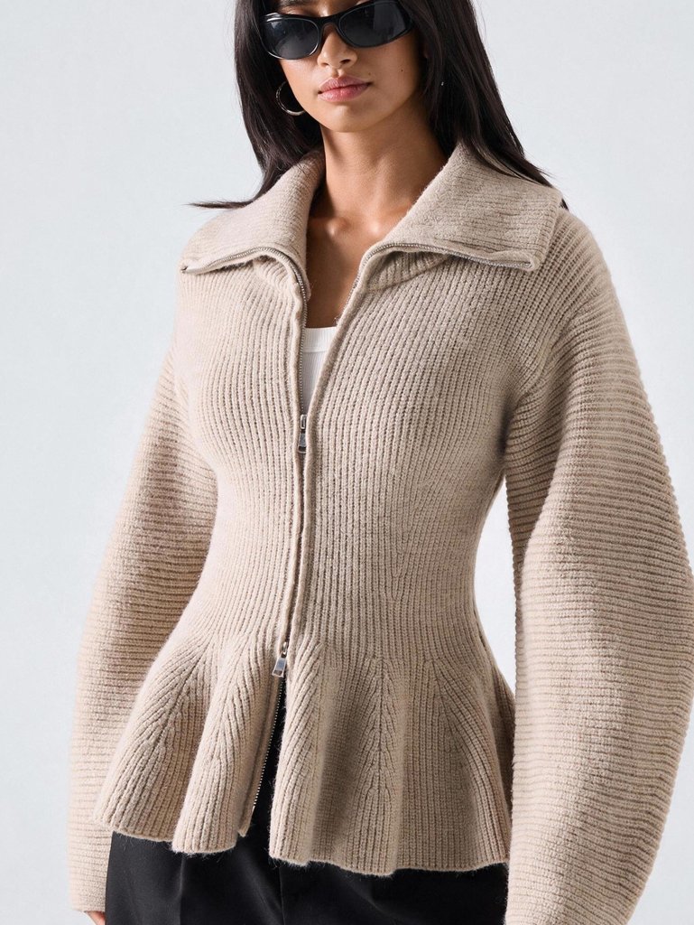 Peplum Zip Cardigan