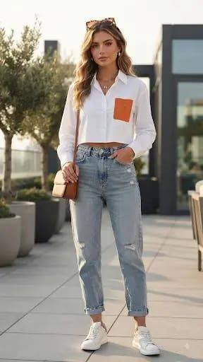 [79140] Hermes Belted Pocket Long Sleeves Short Blouse