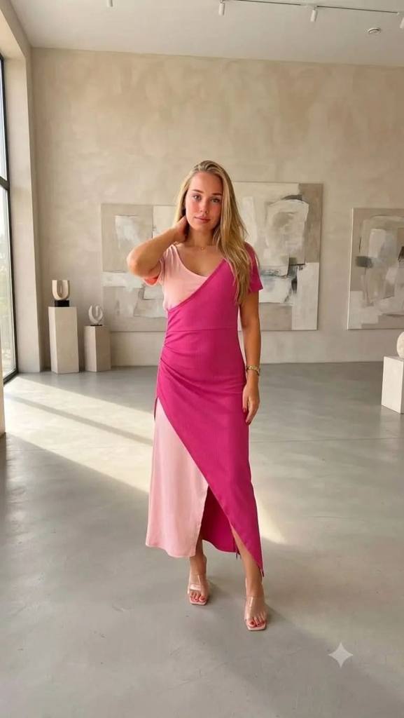 2tone cut shoulder dress
