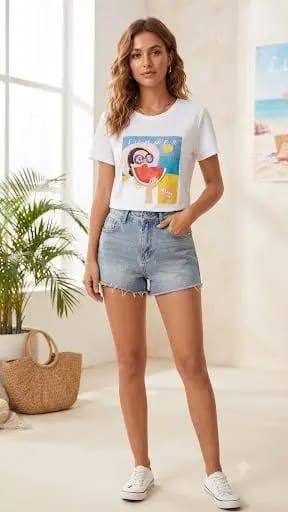 [4766] WaterMelon T-Shirt - White