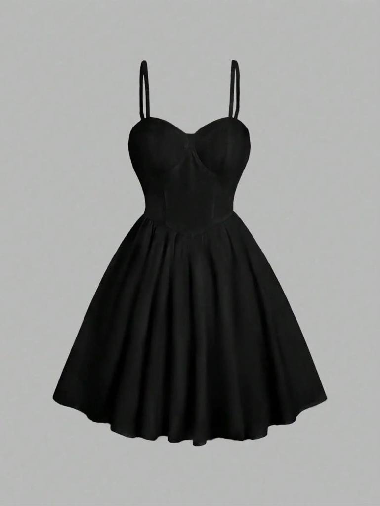 Strap Solid Short Dress