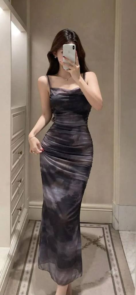 Tie-Dye Ombre Strap Pleated Toll Dress