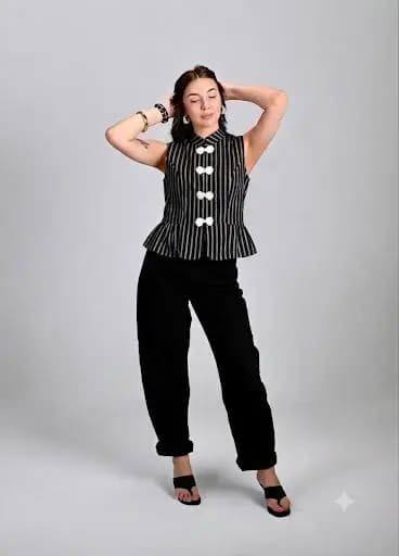 [79246] blouse1296 (Black, M)