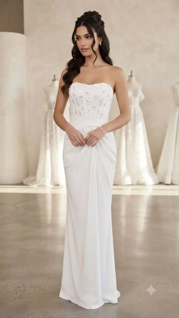 Strapless White Pearl Dress