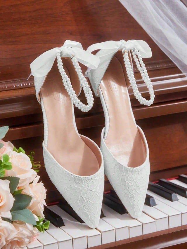[72822] Coccoo Pearls Bow Low Heel Shoes (40)