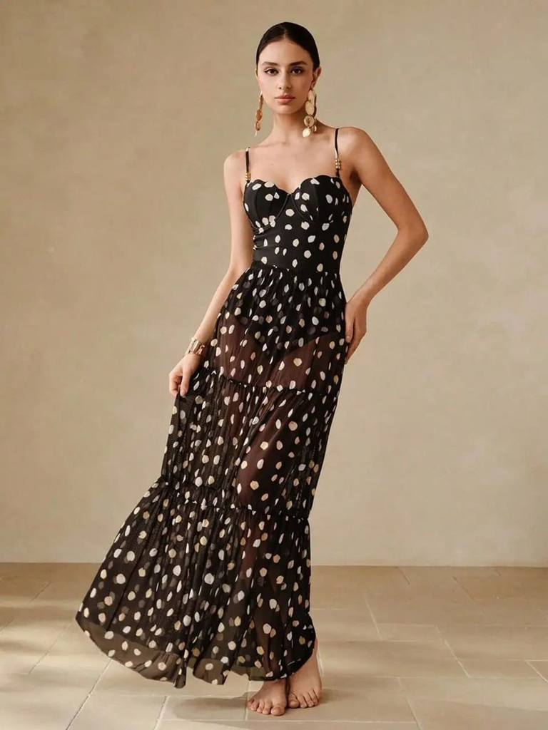 [73433] 1Pc Polka Dot Swimsuit & Polka Dot Skirt (L)