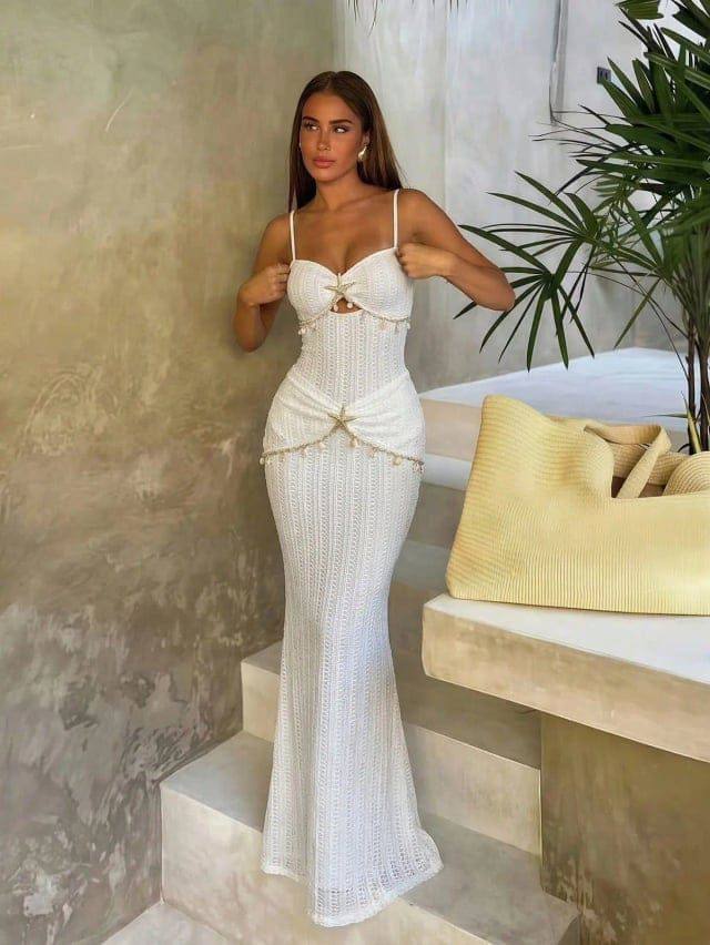 [76091] 1Pc Starfish Swimsuit & Coverup Swimsuit (S)