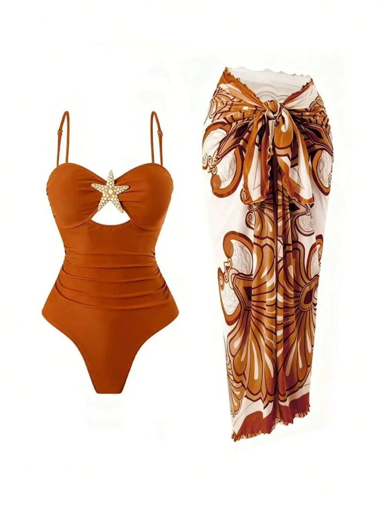 [76108] 1Pc Sea Star Swimsuit & Coverup New (XL)