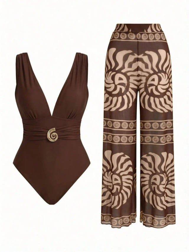 [76111] 1Pc Swimsuit & Coverup Pants New (M)