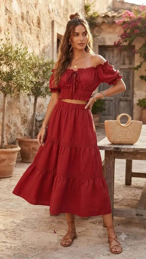 2Pcs Suit Top & Skirt New