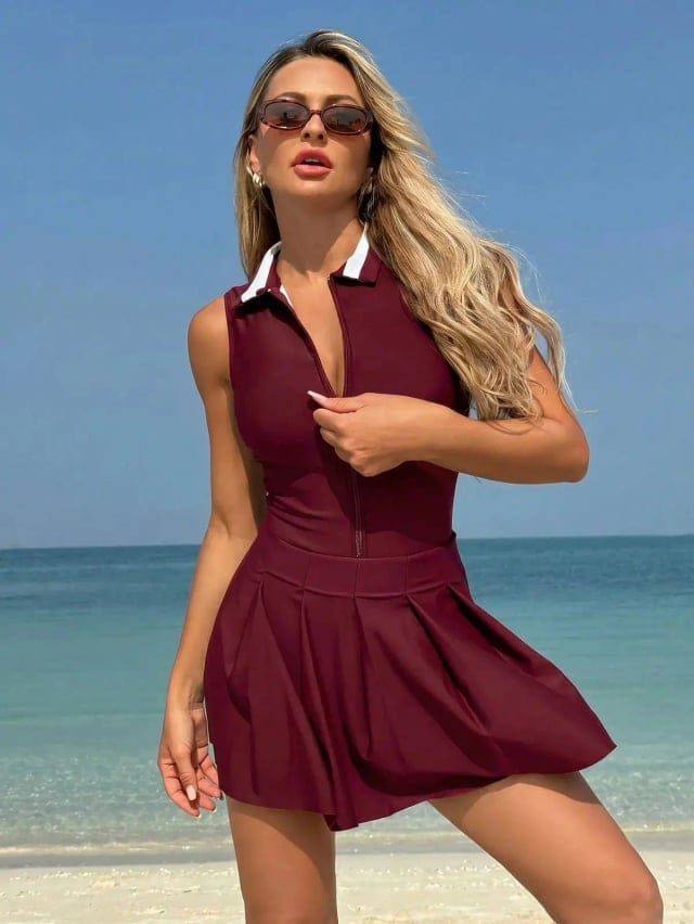 Polo Collar Swimsuit New 26