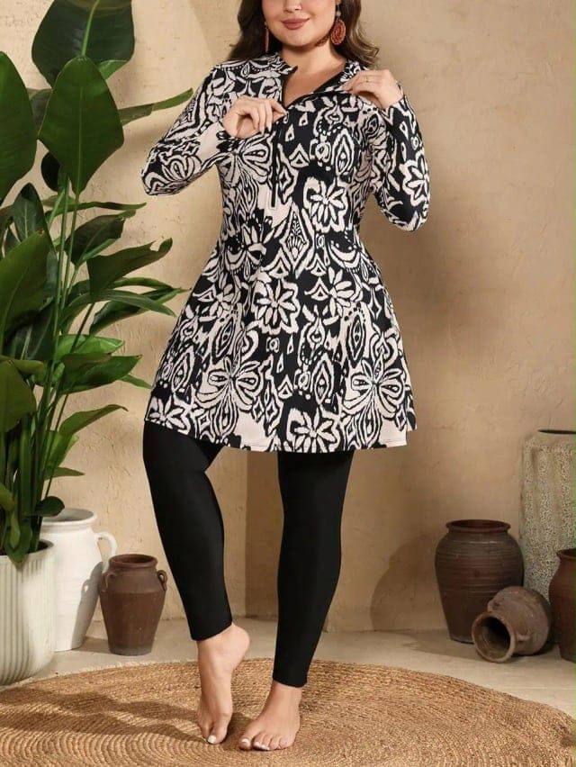 [78166] 2Pcs Black&White Swimsuit (0XL)
