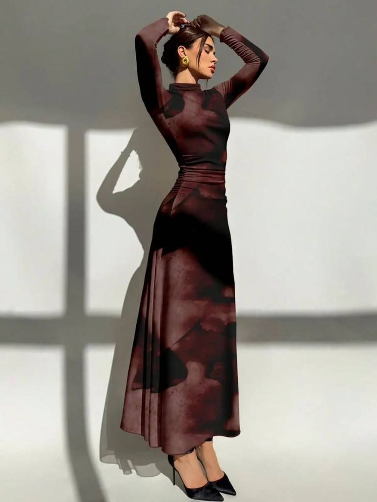 [78049] Camo Long Sleeves Multicolor Dress (S)