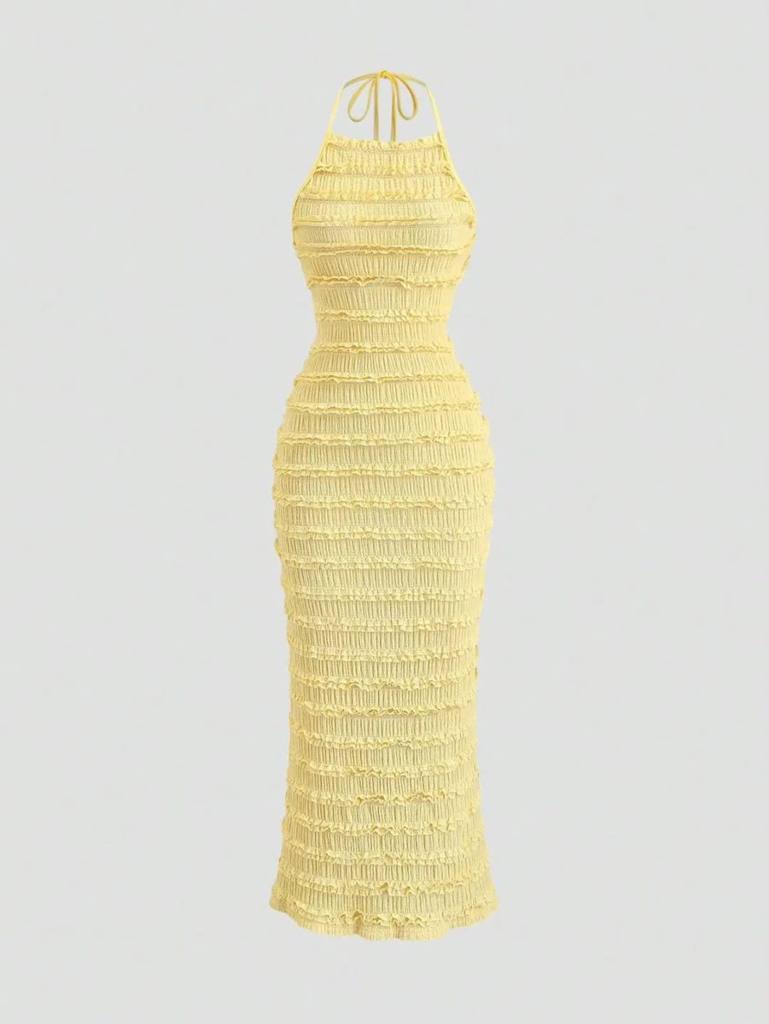 [78931] Peated Spaghetti Strap Lace Dress (L)
