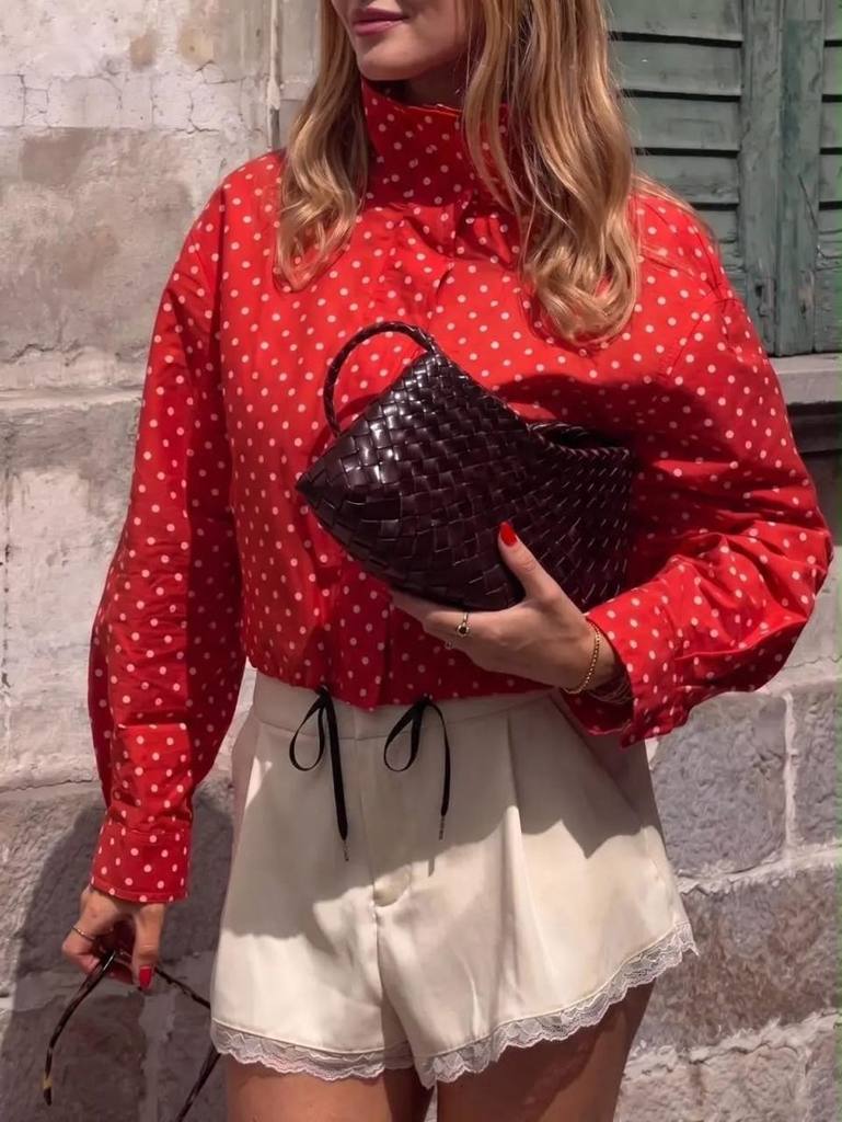 [78933] Polka Dot Short Jacket Red Strap (M)