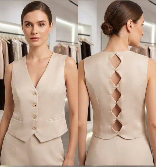 [22707] Vest Cut Symmetric Back Cut 012 (Beige, M)