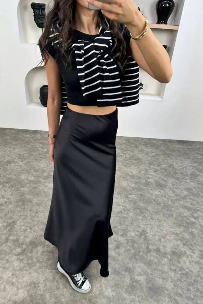 [23505] Satan Solid Long Skirt 3716 (Burgundy, L)