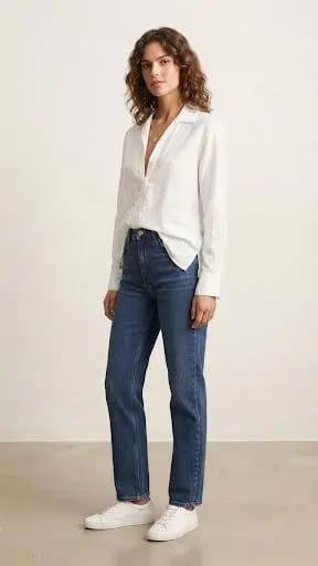 [24649] Transp. Long Blouse Large Cuff 8094 (White, L)