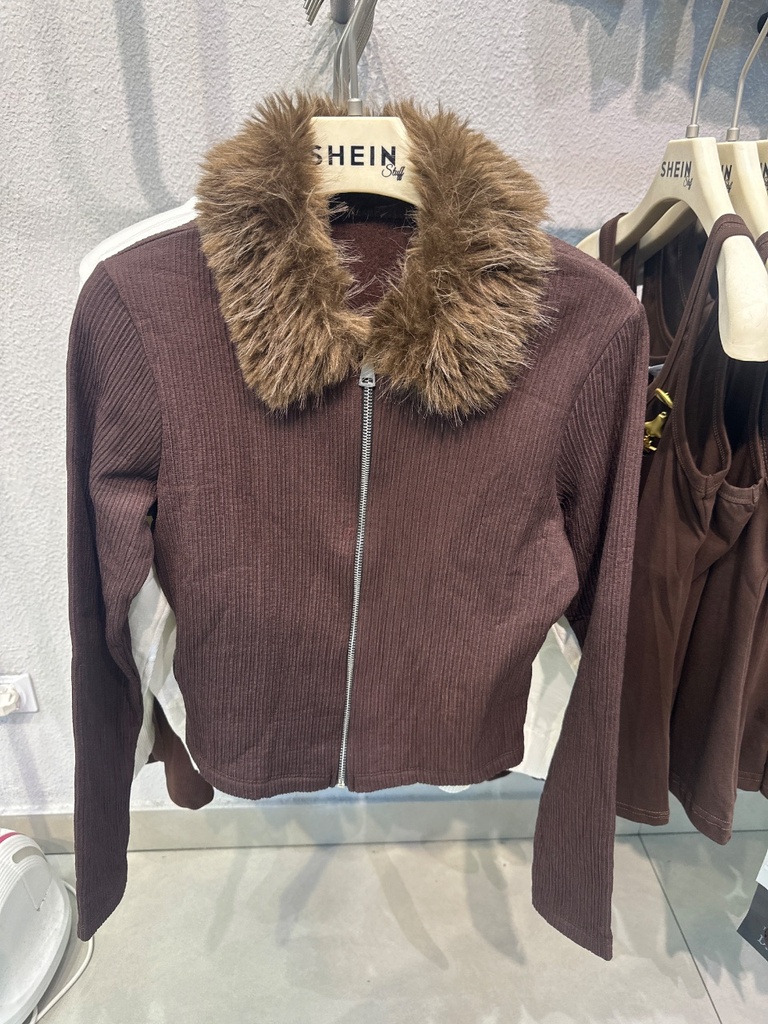 Fur Neck Zipper Pullover 22738